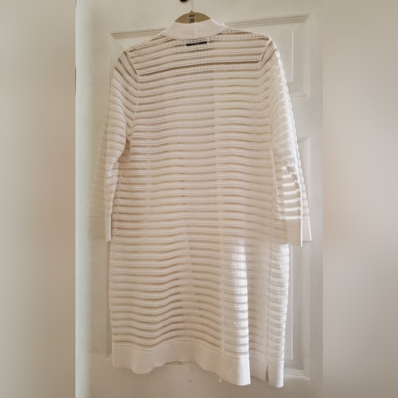 Kasper White & Metallic Knit Open Front Cardigan Size M - Picture 2 of 6